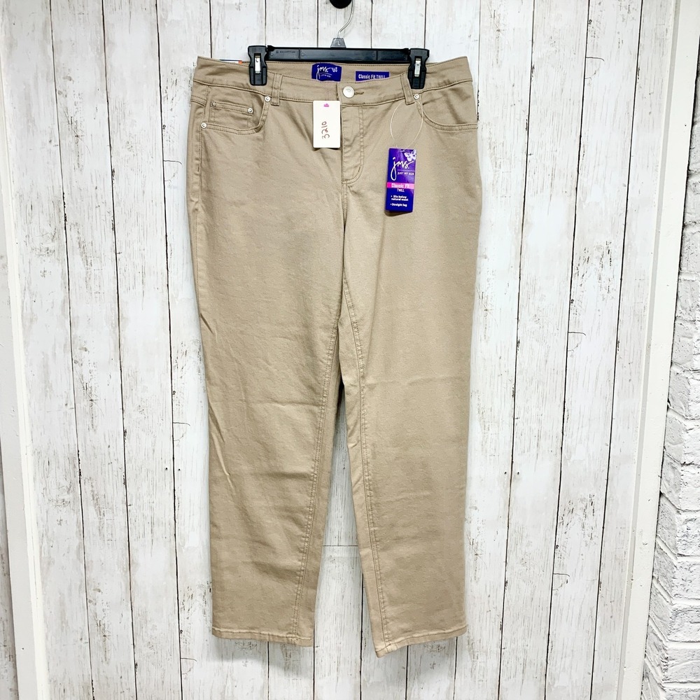 NWT JMS Just My Size Pants Women 16W Tan Classic Fit Twill Slimming Stretch Jean